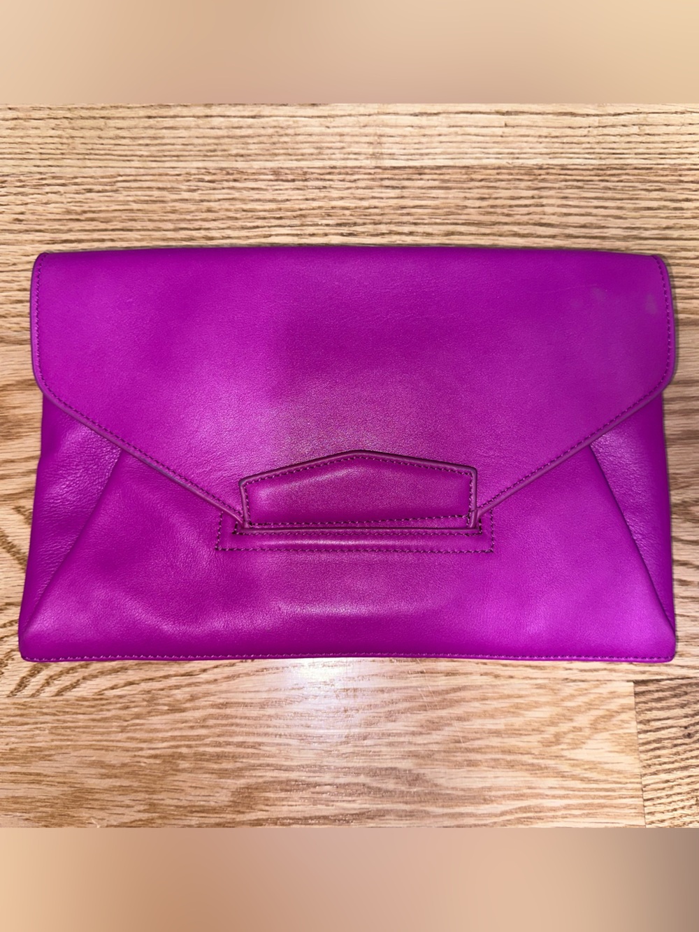 Fuchsia Leather Envelope Clutch